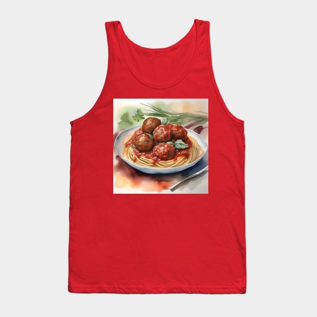 National Spaghetti Day - January 4 - Watercolor Tank Top by Oldetimemercan